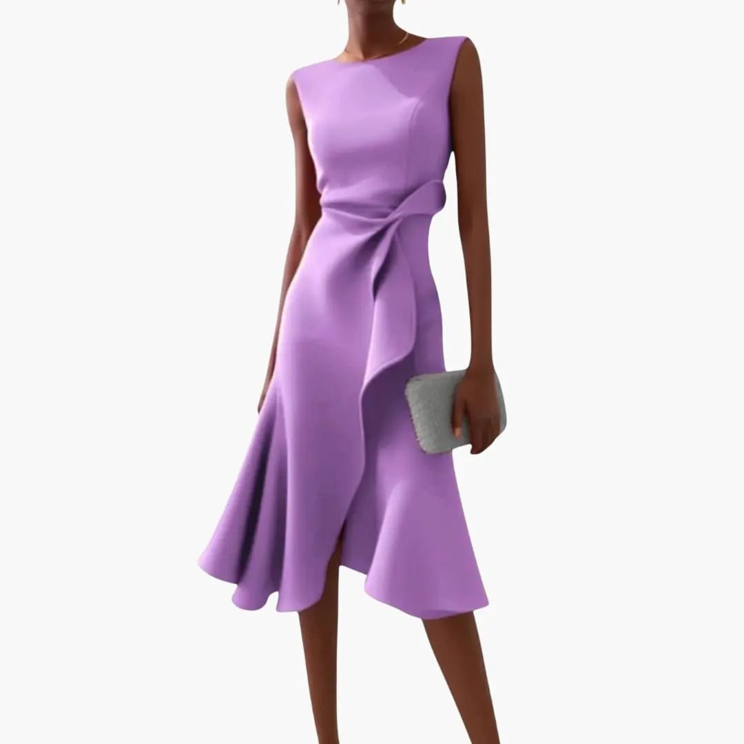 Ärmelloses Midi-Kleid für Frauen mit asymmetrischem Saum