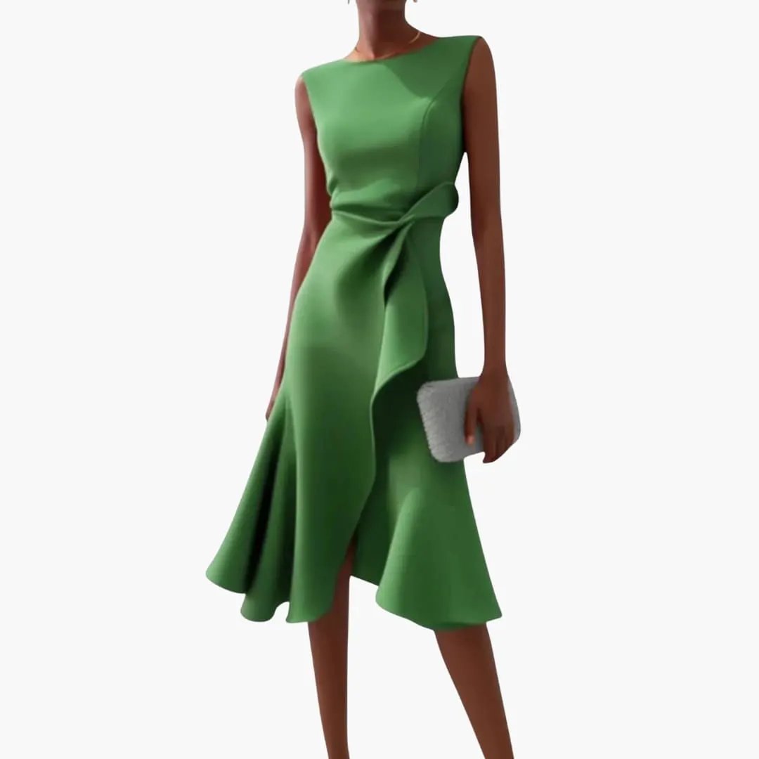 Ärmelloses Midi-Kleid für Frauen mit asymmetrischem Saum