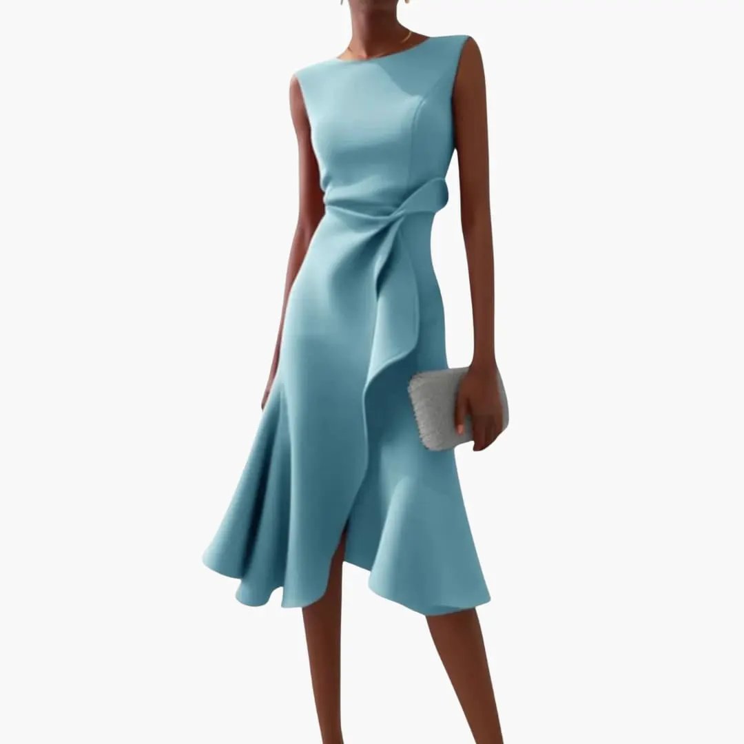 Ärmelloses Midi-Kleid für Frauen mit asymmetrischem Saum