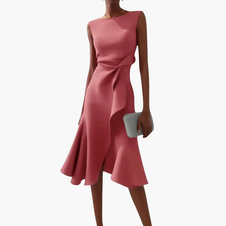 Ärmelloses Midi-Kleid für Frauen mit asymmetrischem Saum