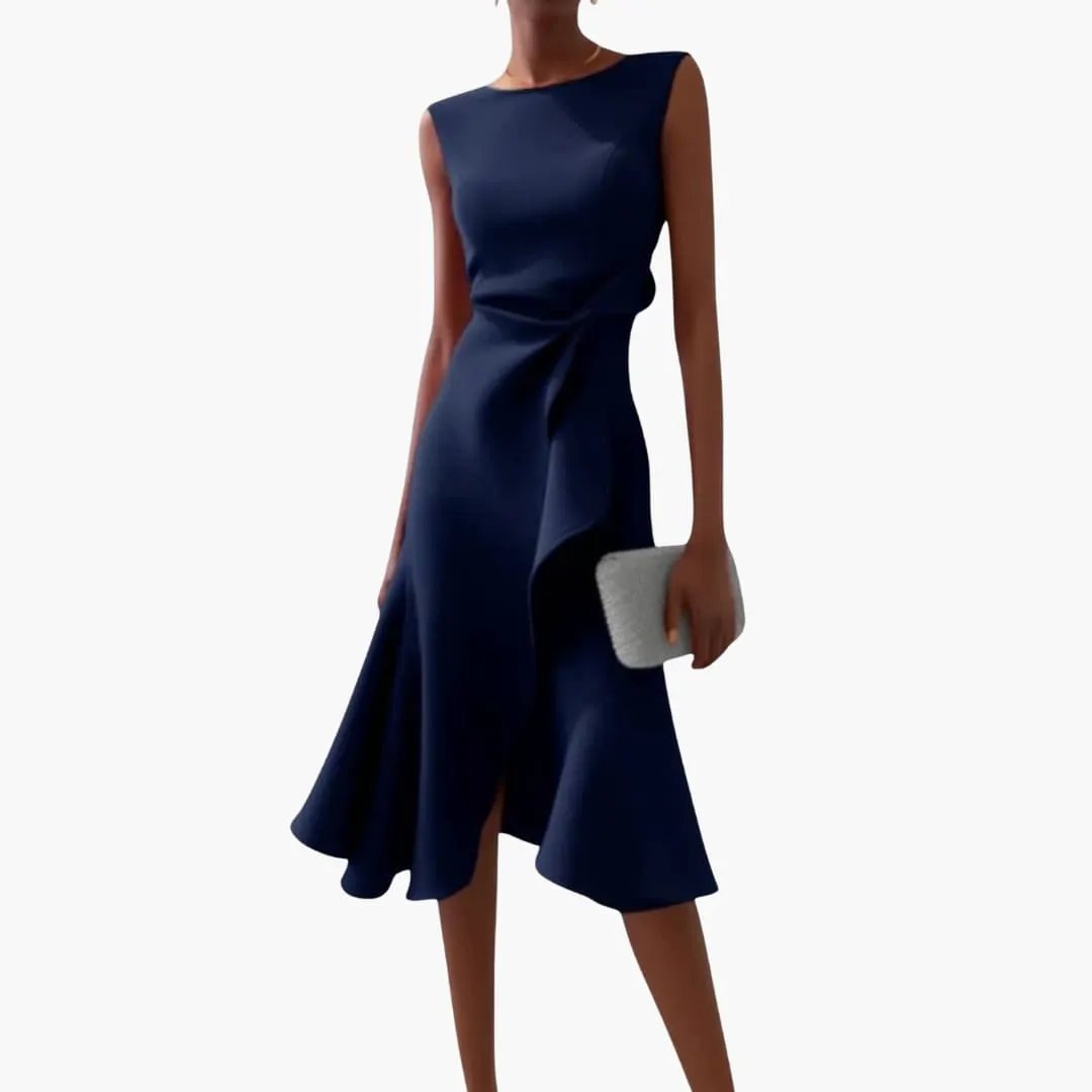 Ärmelloses Midi-Kleid für Frauen mit asymmetrischem Saum
