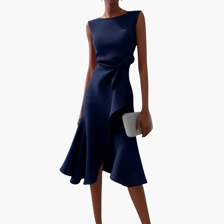 Ärmelloses Midi-Kleid für Frauen mit asymmetrischem Saum