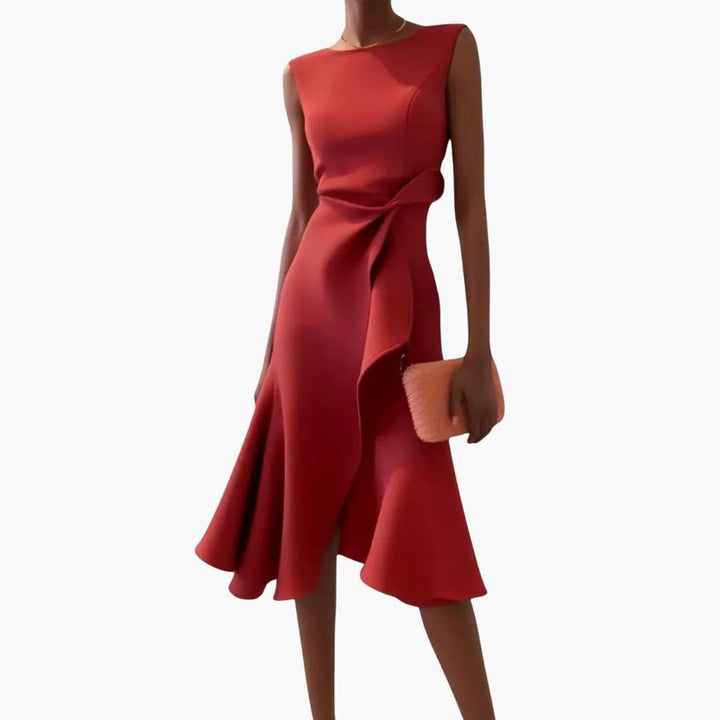 Ärmelloses Midi-Kleid für Frauen mit asymmetrischem Saum