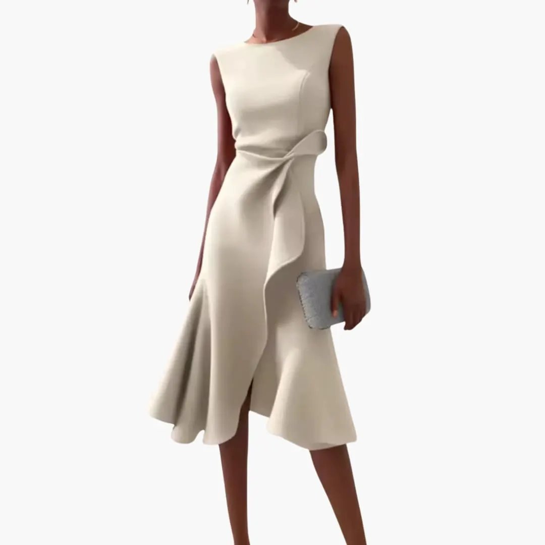 Ärmelloses Midi-Kleid für Frauen mit asymmetrischem Saum