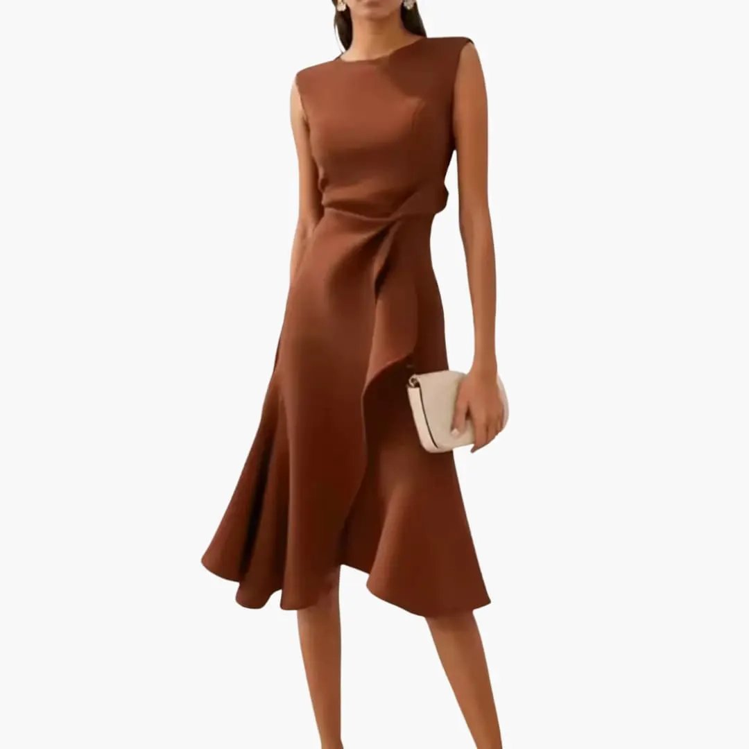 Ärmelloses Midi-Kleid für Frauen mit asymmetrischem Saum