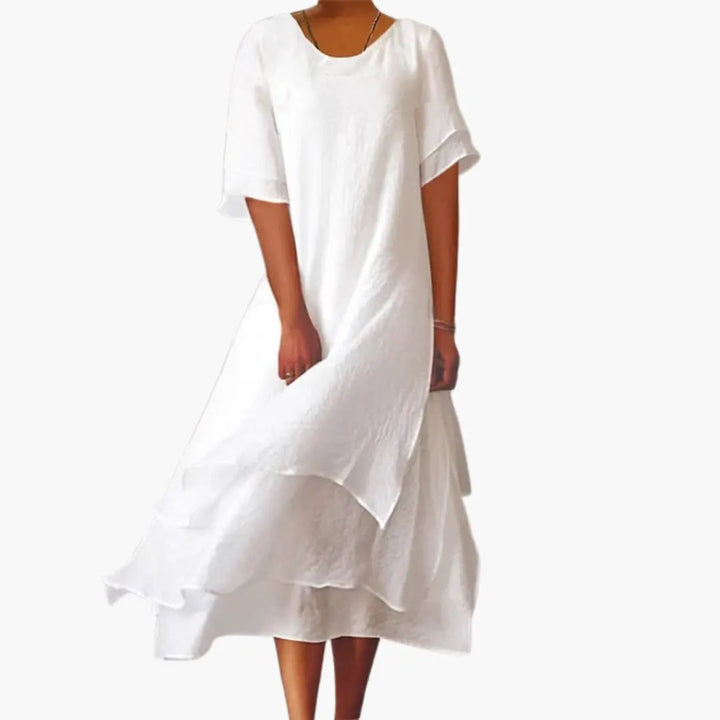 Damen ärmelloses Midi-Kleid mit Rundhalsausschnitt und schlichtem Finish