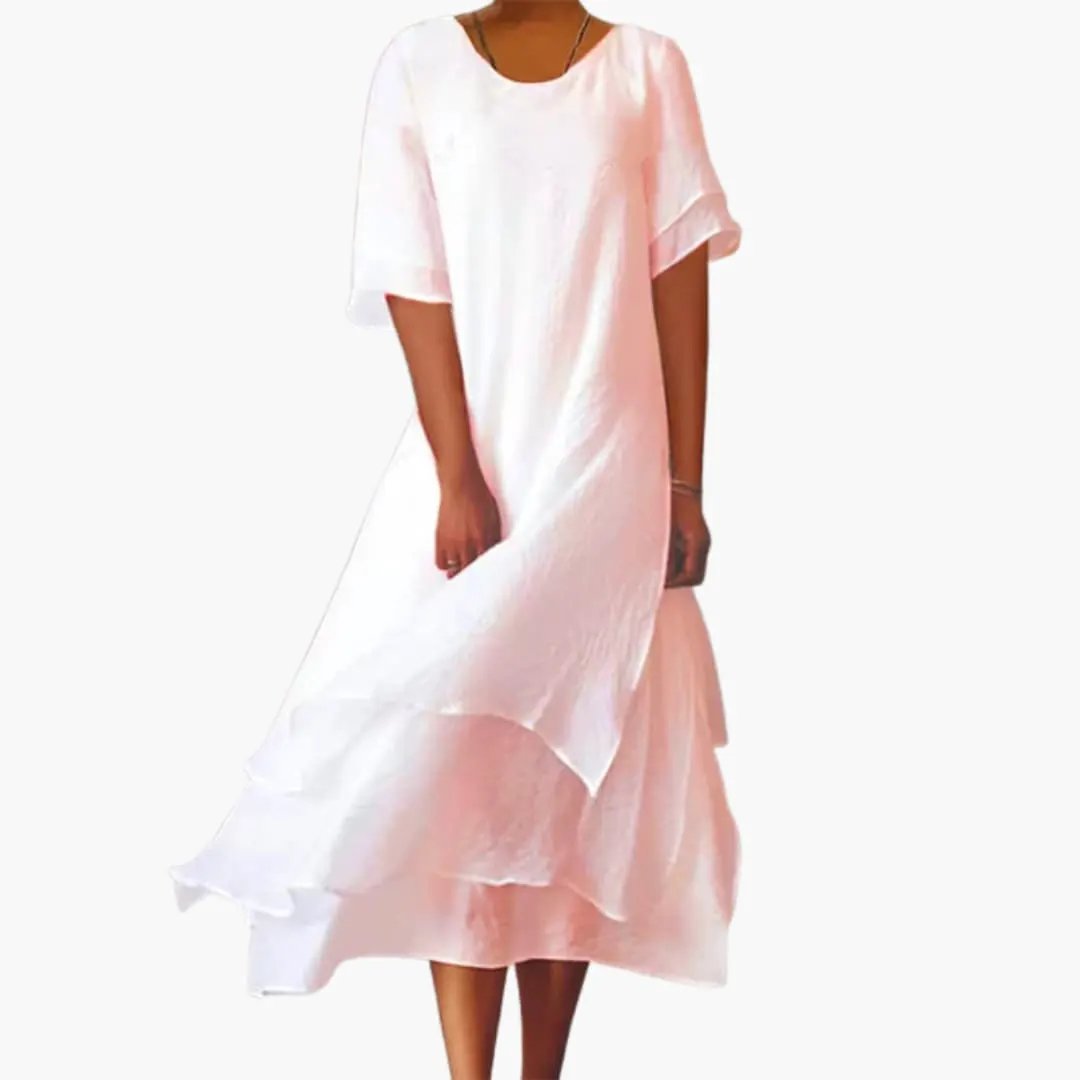 Damen ärmelloses Midi-Kleid mit Rundhalsausschnitt und schlichtem Finish