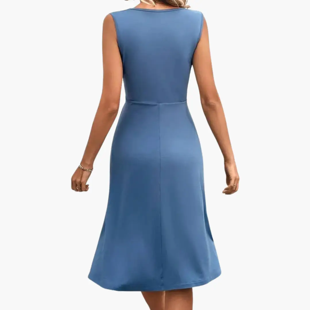 Ärmelloses V-Ausschnitt Blumen-Midi-Kleid für Frauen