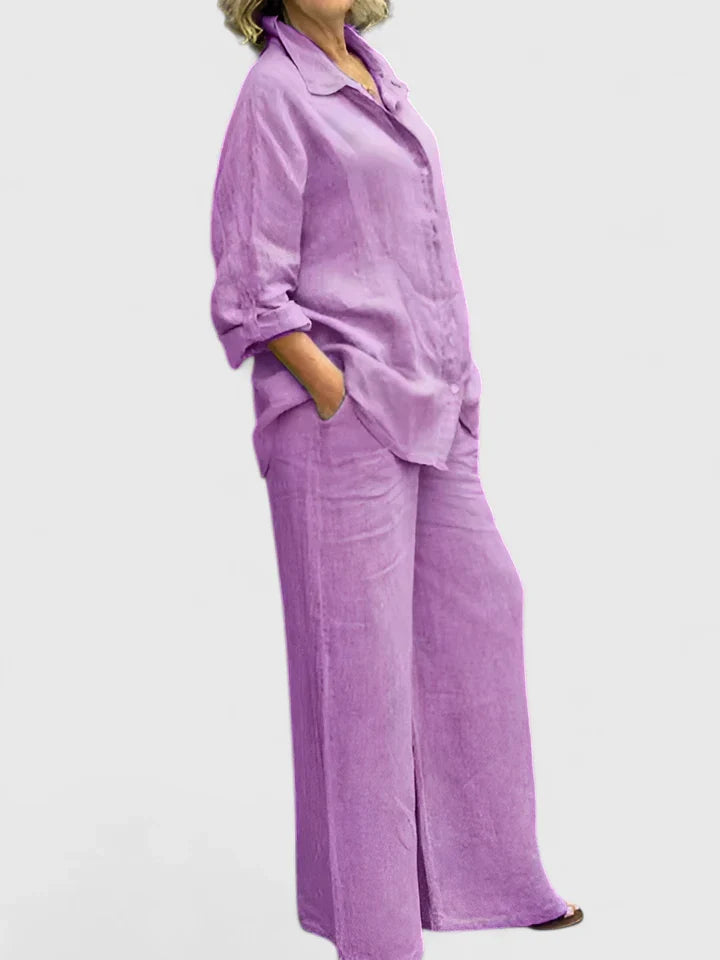 Damen Loungewear Set aus Baumwolle im Relaxed Fit mit Vintage-Design