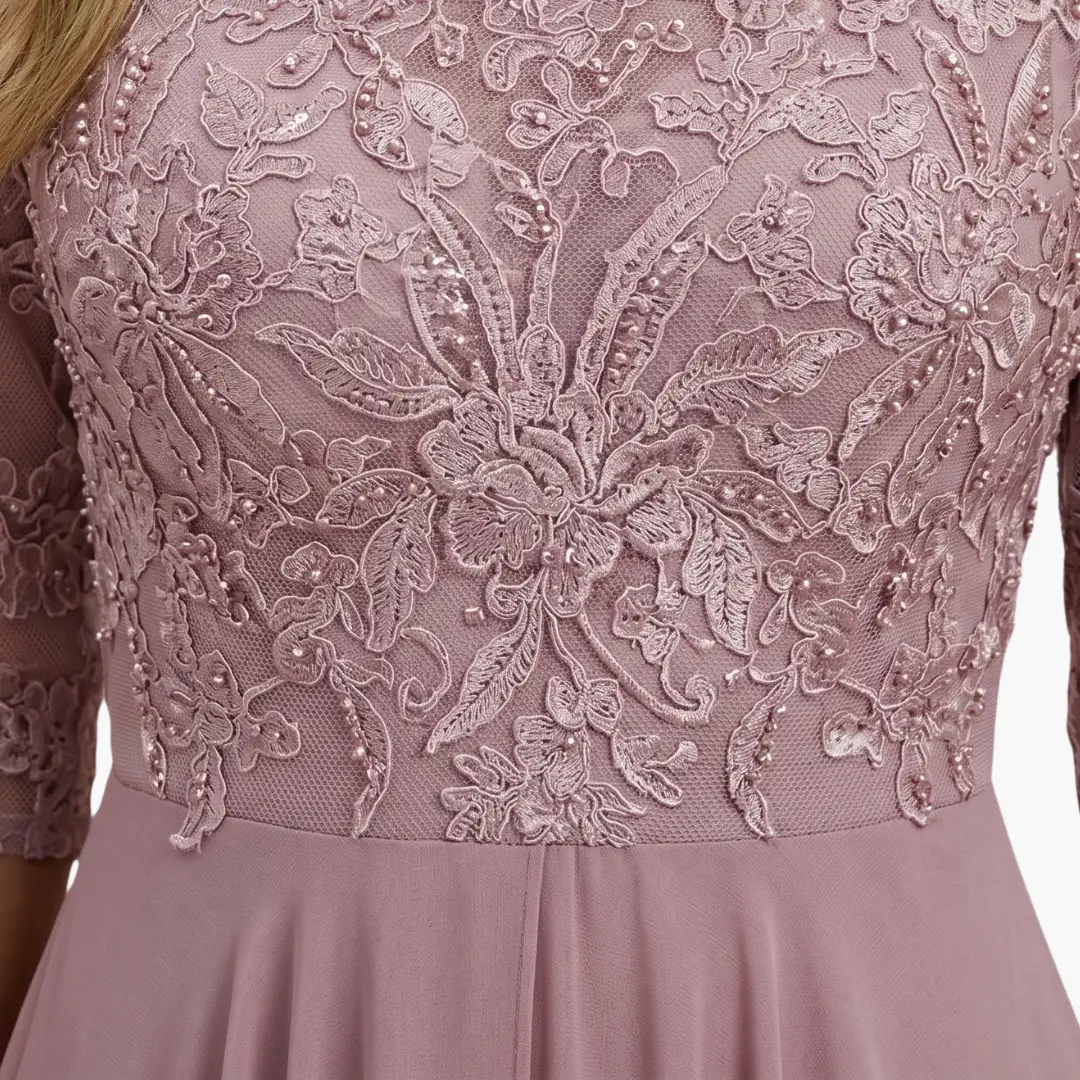 Damen Rundhals Hohe Taille Midi Kleid