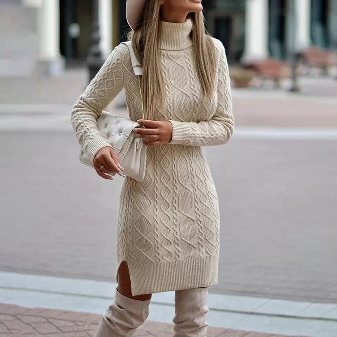 Damen Winterkleid mit Langarm und Rollkragen