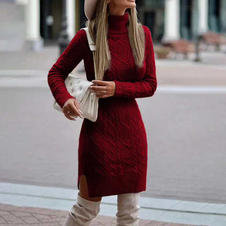 Damen Winterkleid mit Langarm und Rollkragen