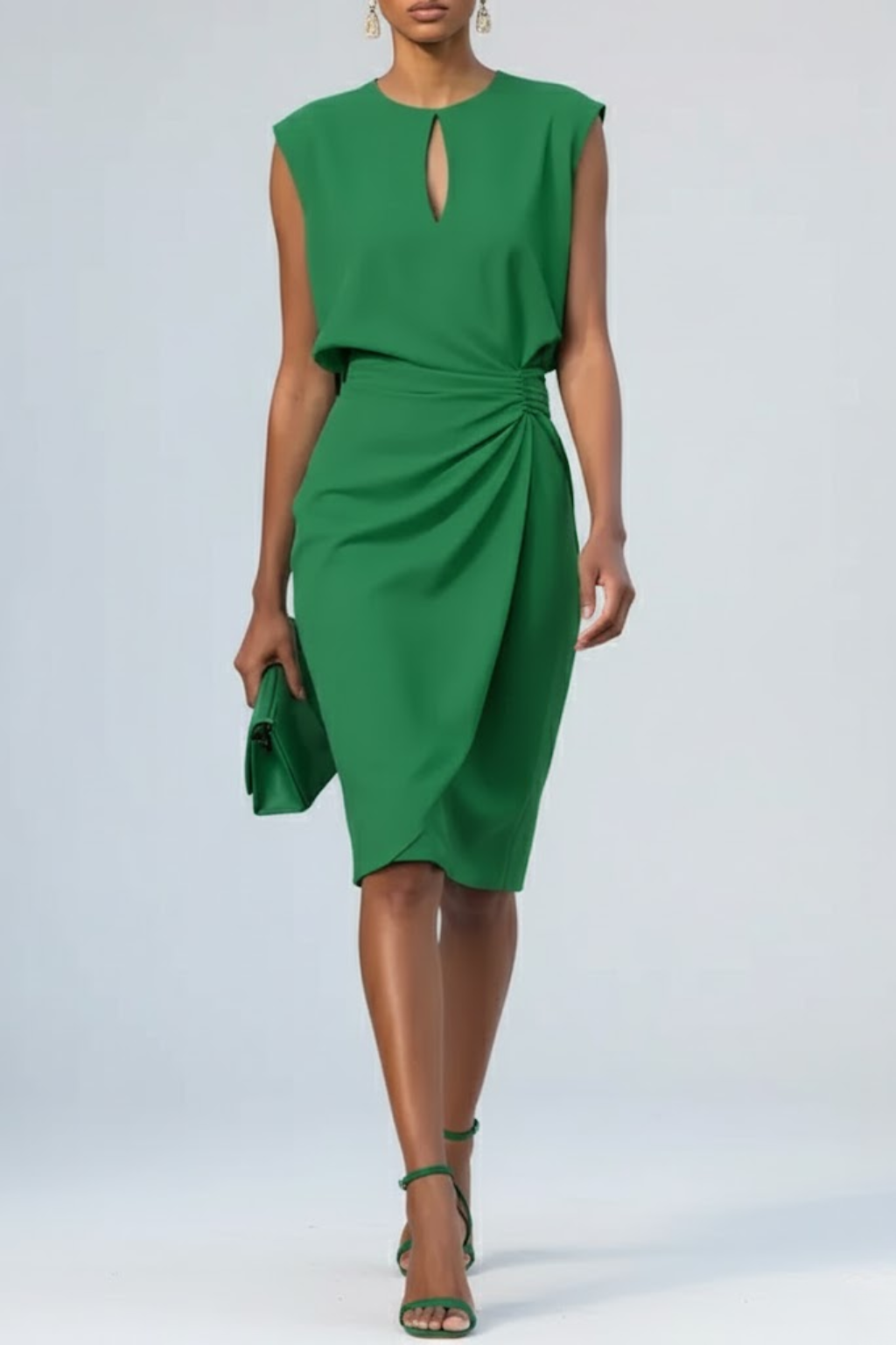 Laura - Damen Midi-Cocktailkleid mit Schlüssellochausschnitt
