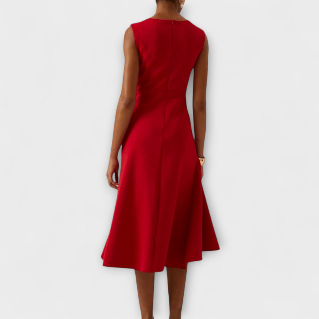 Wren | Elegantes Damen-Midi-Kleid mit asymmetrischem Drapierung für den Abschluss 2026