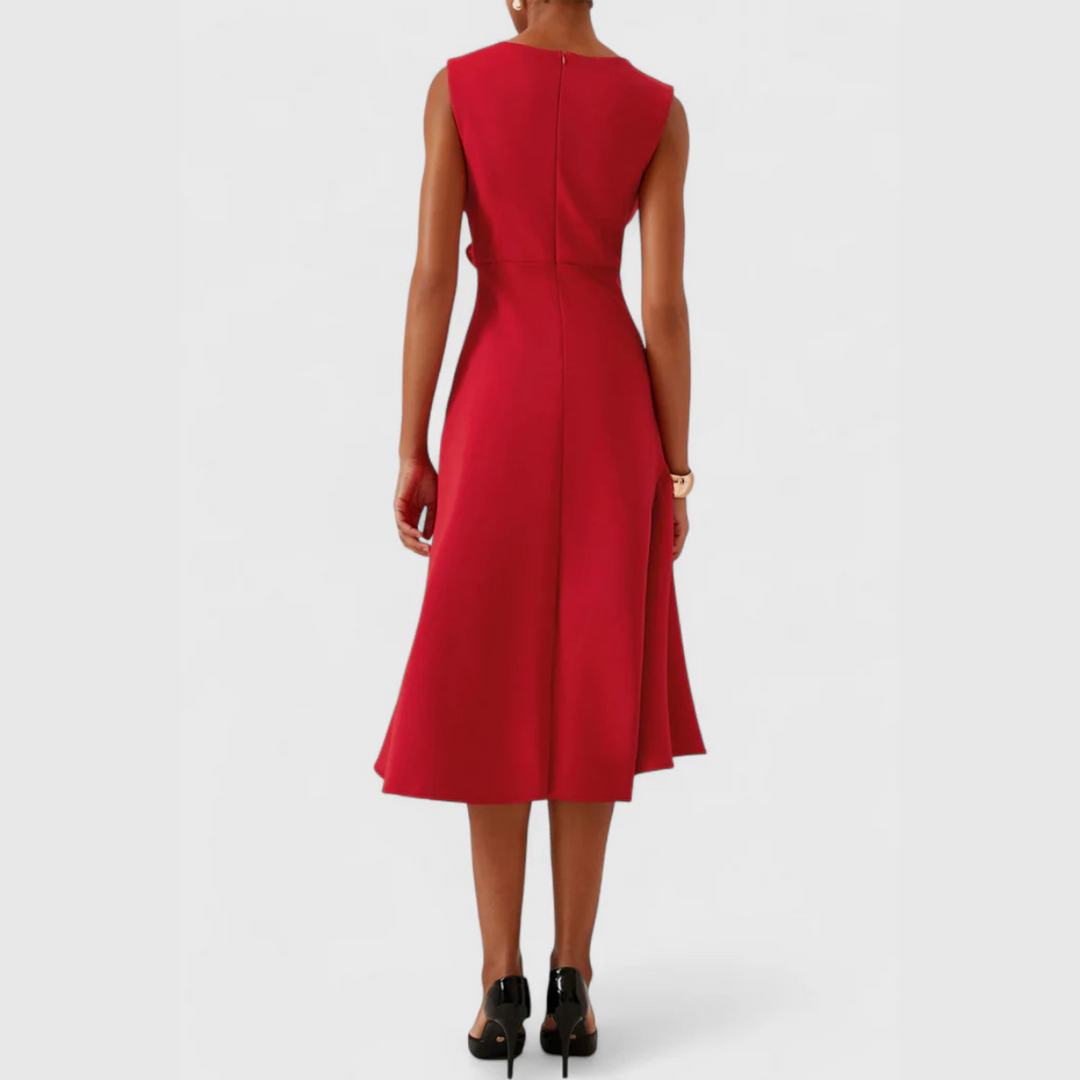 Wren | Elegantes Damen-Midi-Kleid mit asymmetrischem Drapierung für den Abschluss 2026