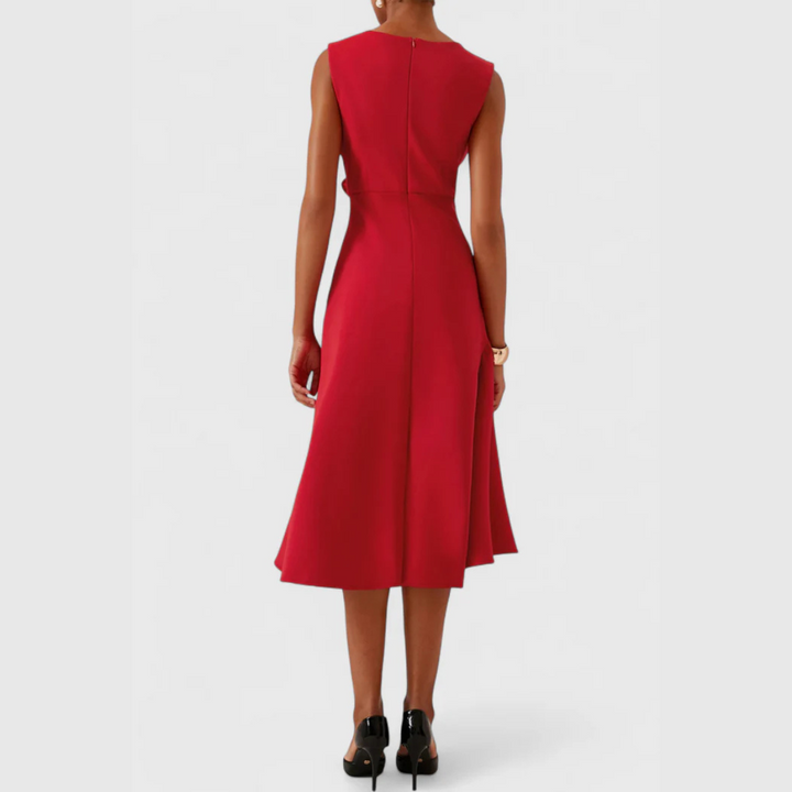 Wren | Elegantes Damen-Midi-Kleid mit asymmetrischem Drapierung für den Abschluss 2026