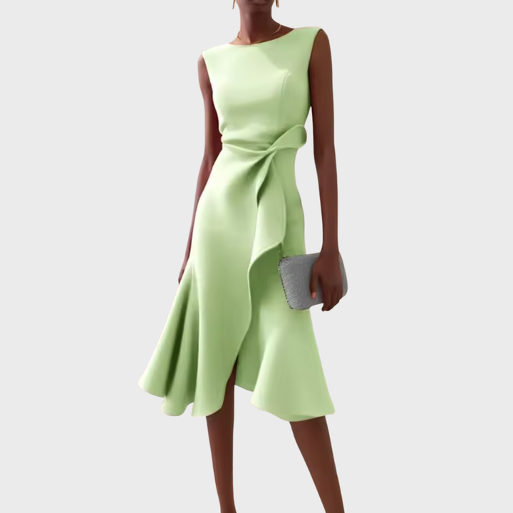 Wren | Elegantes Damen-Midi-Kleid mit asymmetrischem Drapierung für den Abschluss 2026