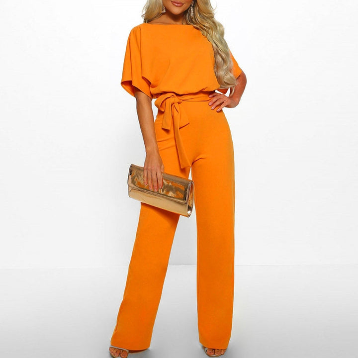 Susanne - Damen Jumpsuit mit Gürtel und Weitem Bein