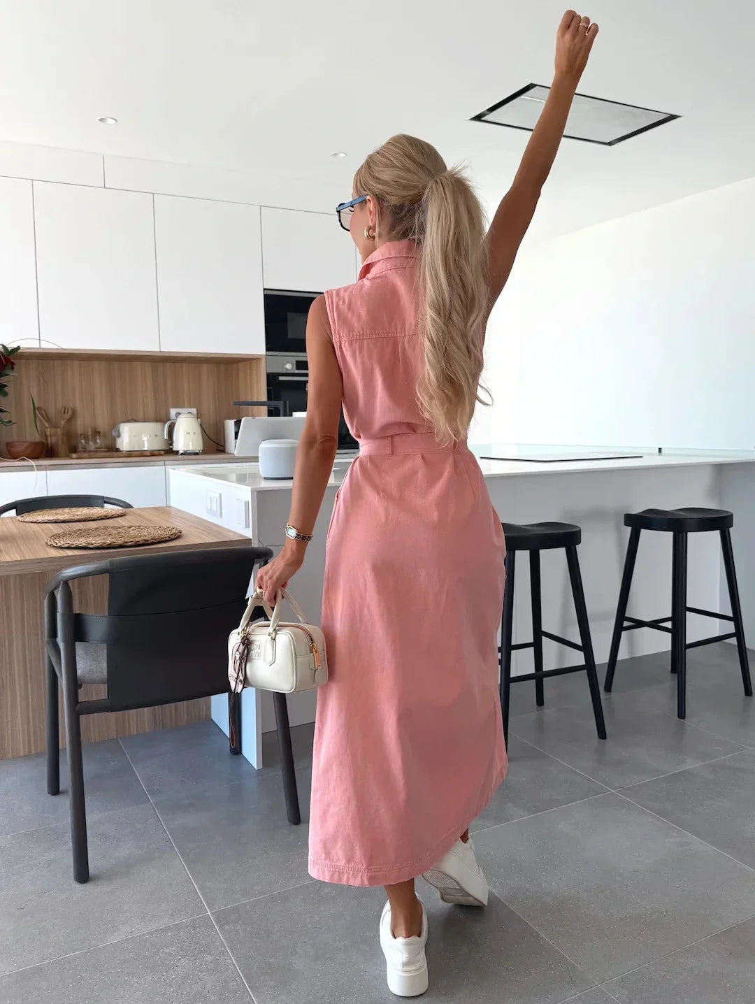 Seraina — Ärmelloses Denim-Maxikleid