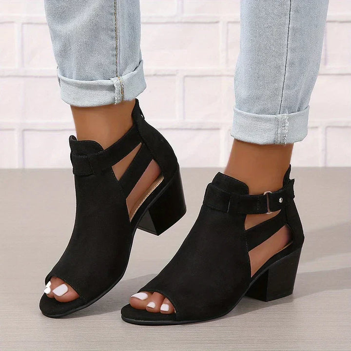 Damen Sandalen - Absatzsandale mit Offener Zehe und Schnalle