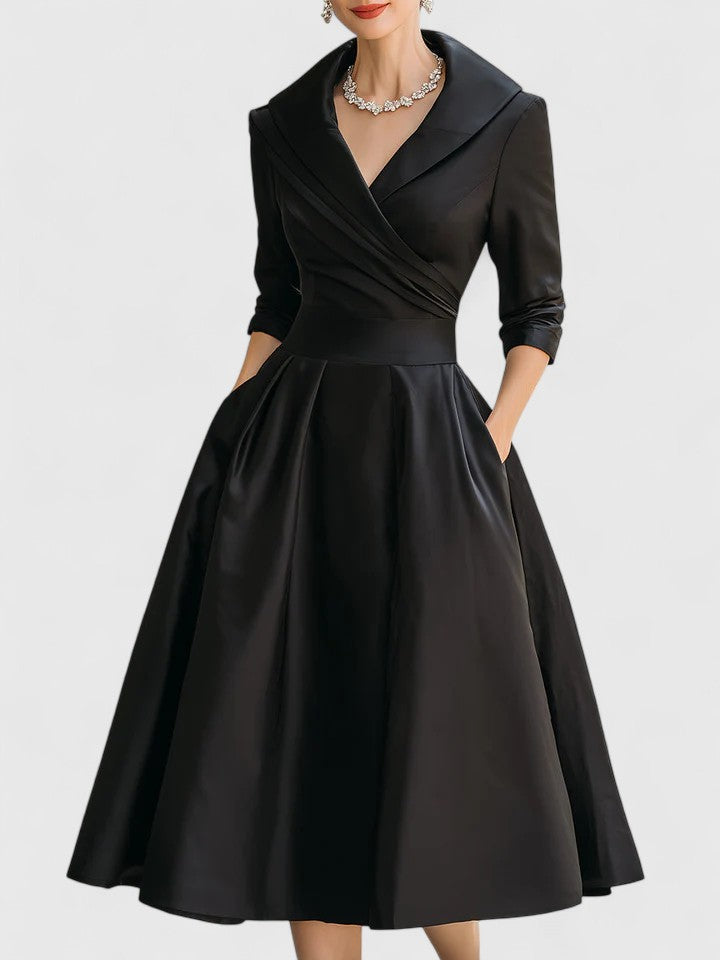 Ewelina - Damen A-Linienkleid mit Wickelkragen und elegantem Design
