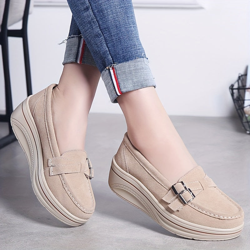 Damen Plattform Slipper mit Schnalle und dicker Sohle