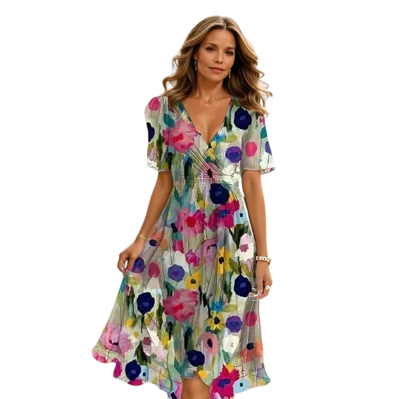 Johanna - Damen Kleid mit V-Ausschnitt