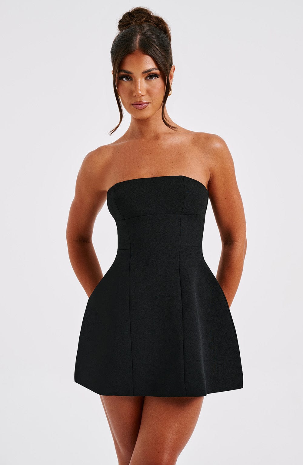 Sandra - Strapless Strukturierter Korsett Mini-Kleid mit Taschen