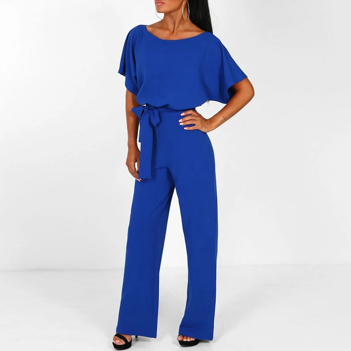 Susanne - Damen Jumpsuit mit Gürtel und Weitem Bein