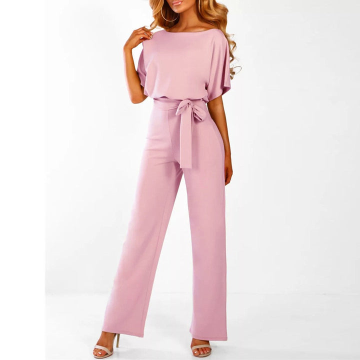 Susanne - Damen Jumpsuit mit Gürtel und Weitem Bein