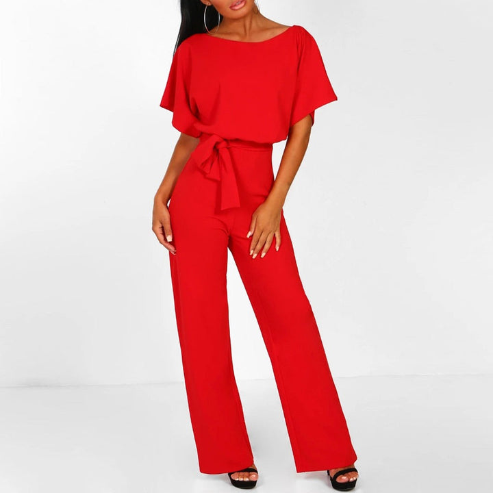 Susanne - Damen Jumpsuit mit Gürtel und Weitem Bein