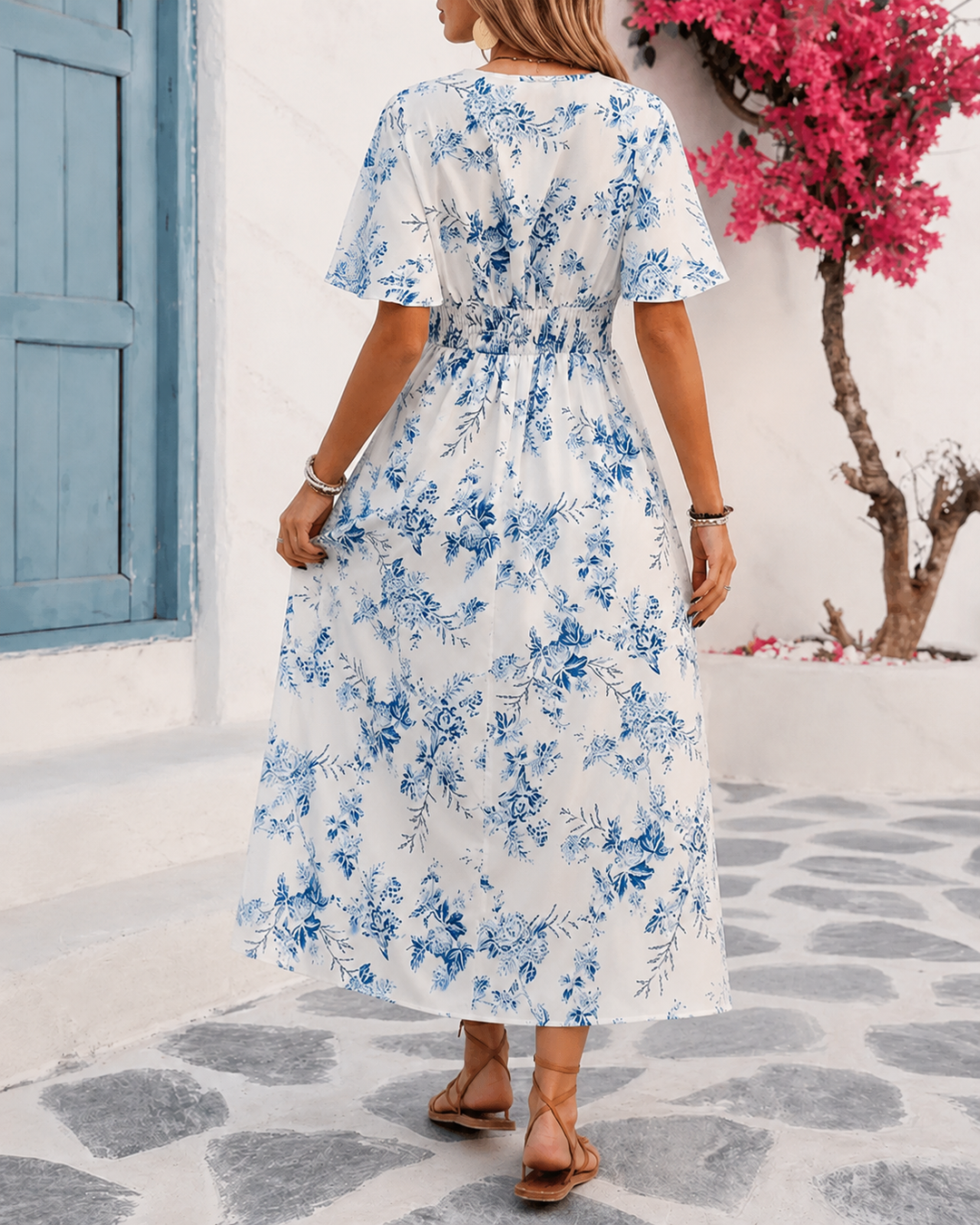 Noelle - Luftige Bauchcamouflierende Blumen Midi Kleid