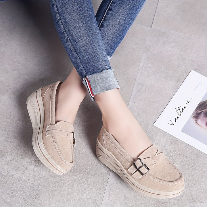 Damen Plattform Slipper mit Schnalle und dicker Sohle