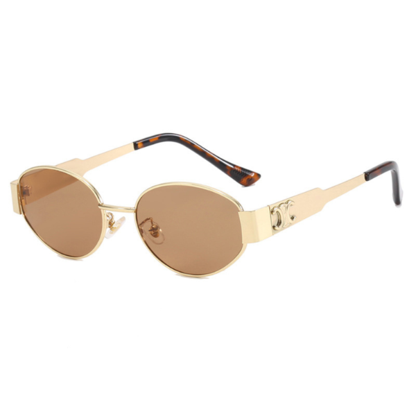 Mary - Retro-Ovale Metallrahmen-Sonnenbrille mit getönten Gläsern