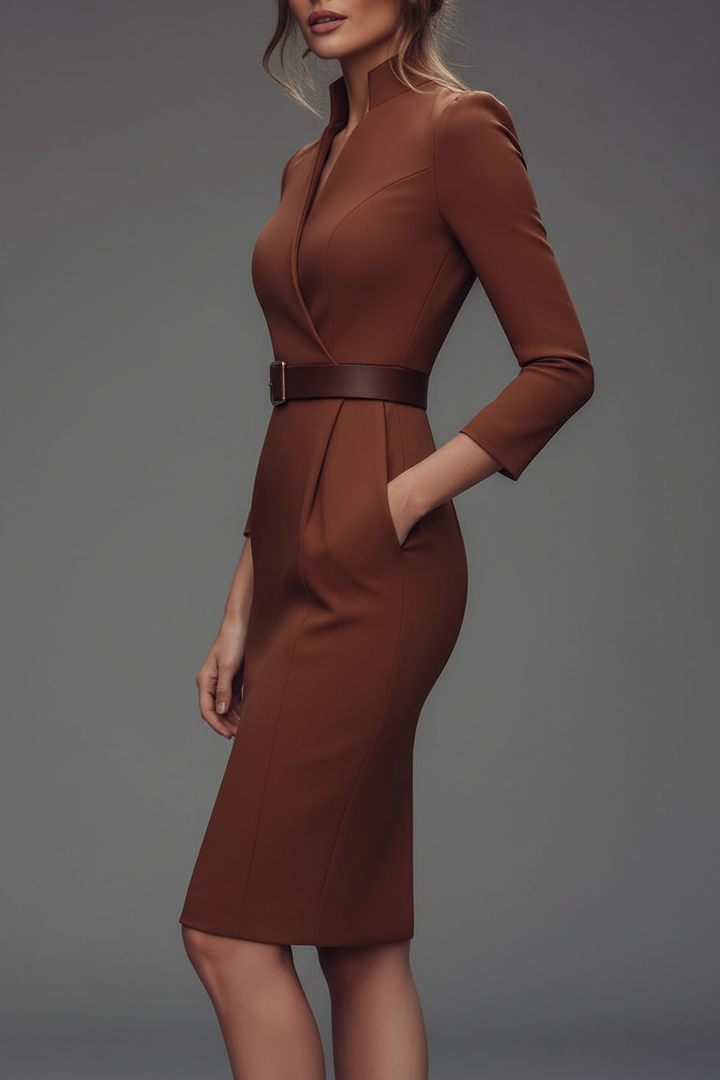 Pien Kleid tailliertes Midi Crepefeel für Damen