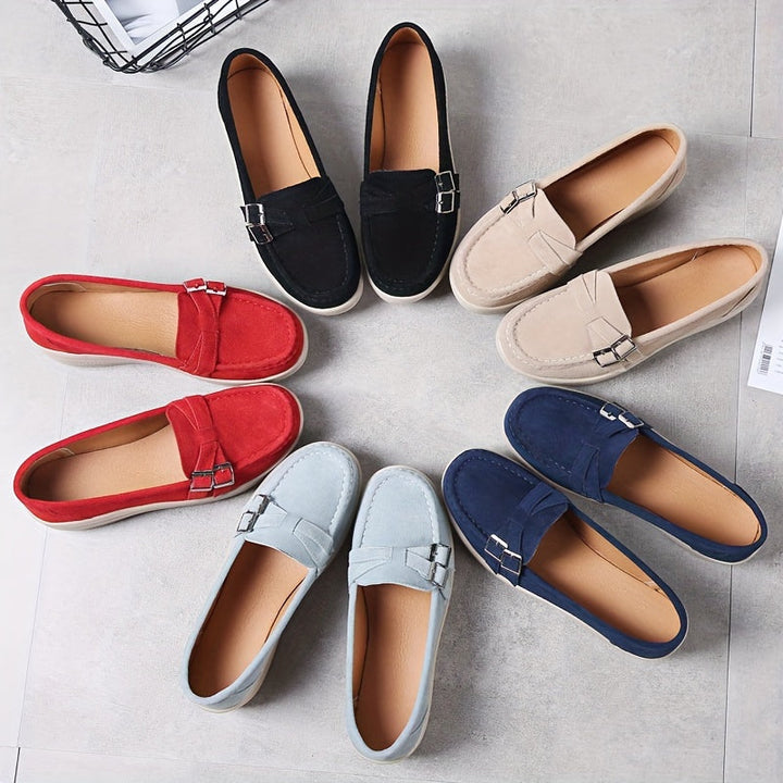 Damen Plattform Slipper mit Schnalle und dicker Sohle