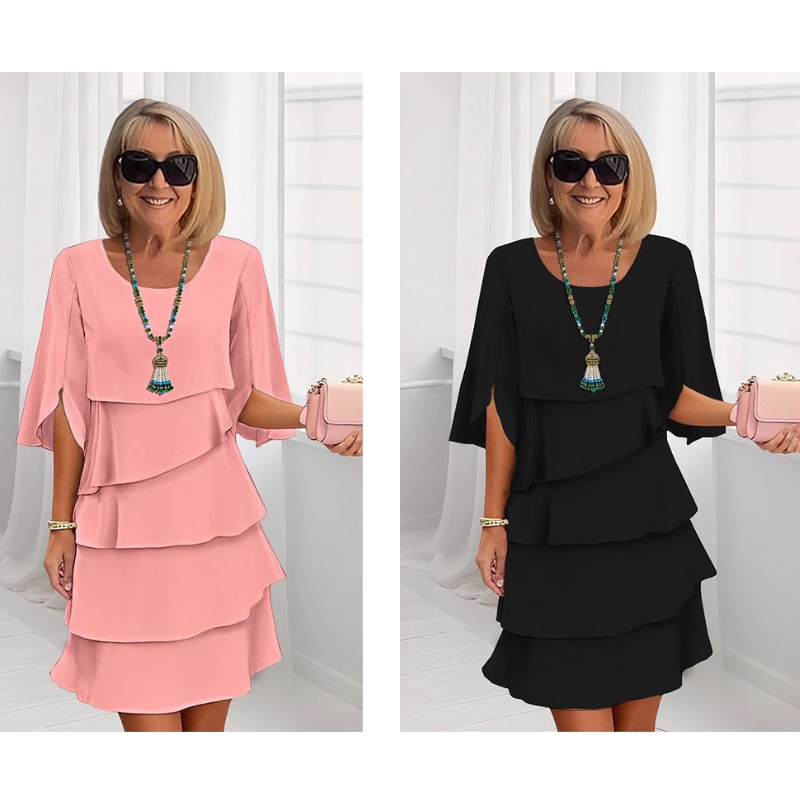 Naomi - Damen Schichtkleid mit Puffärmeln