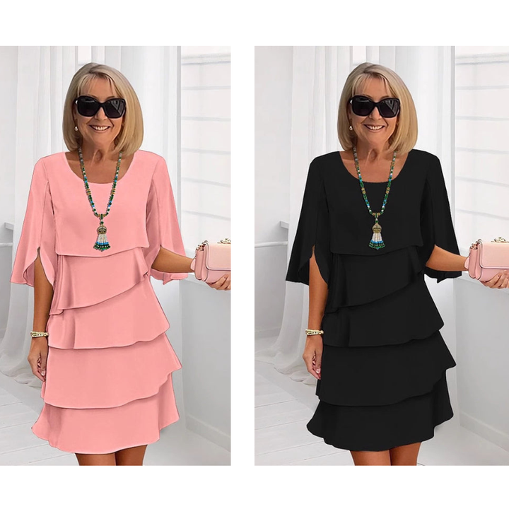 Naomi - Damen Schichtkleid mit Puffärmeln