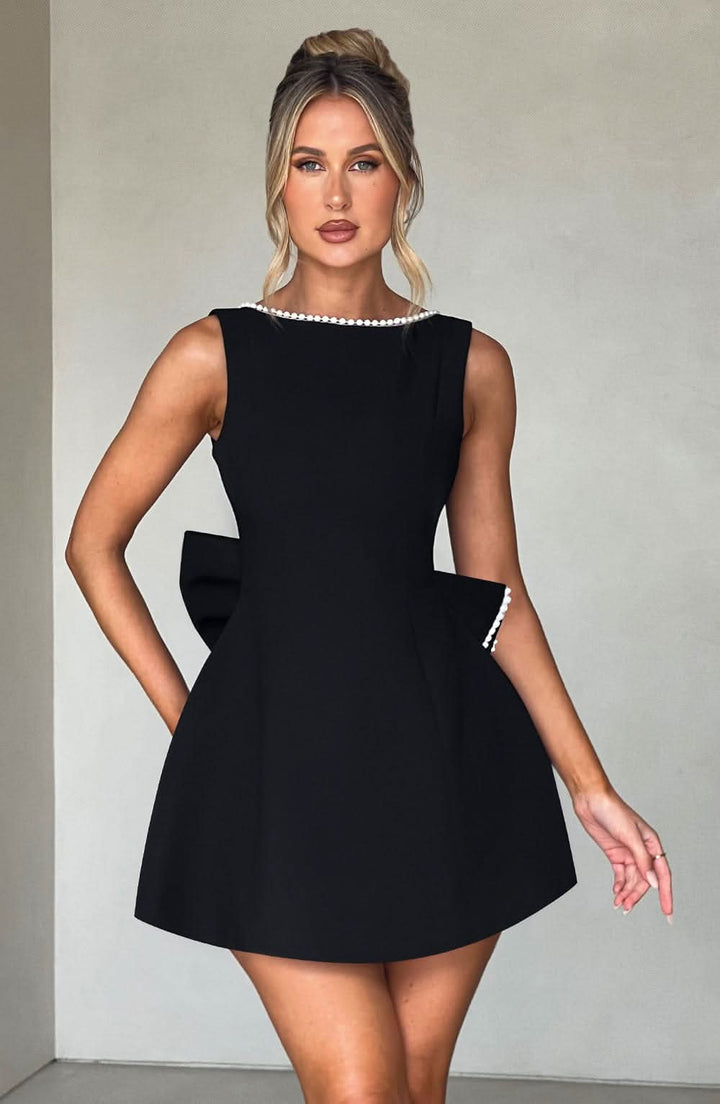 Damen Hochzeitsgast Ärmelloses Mini-Kleid mit Perlenbesatz