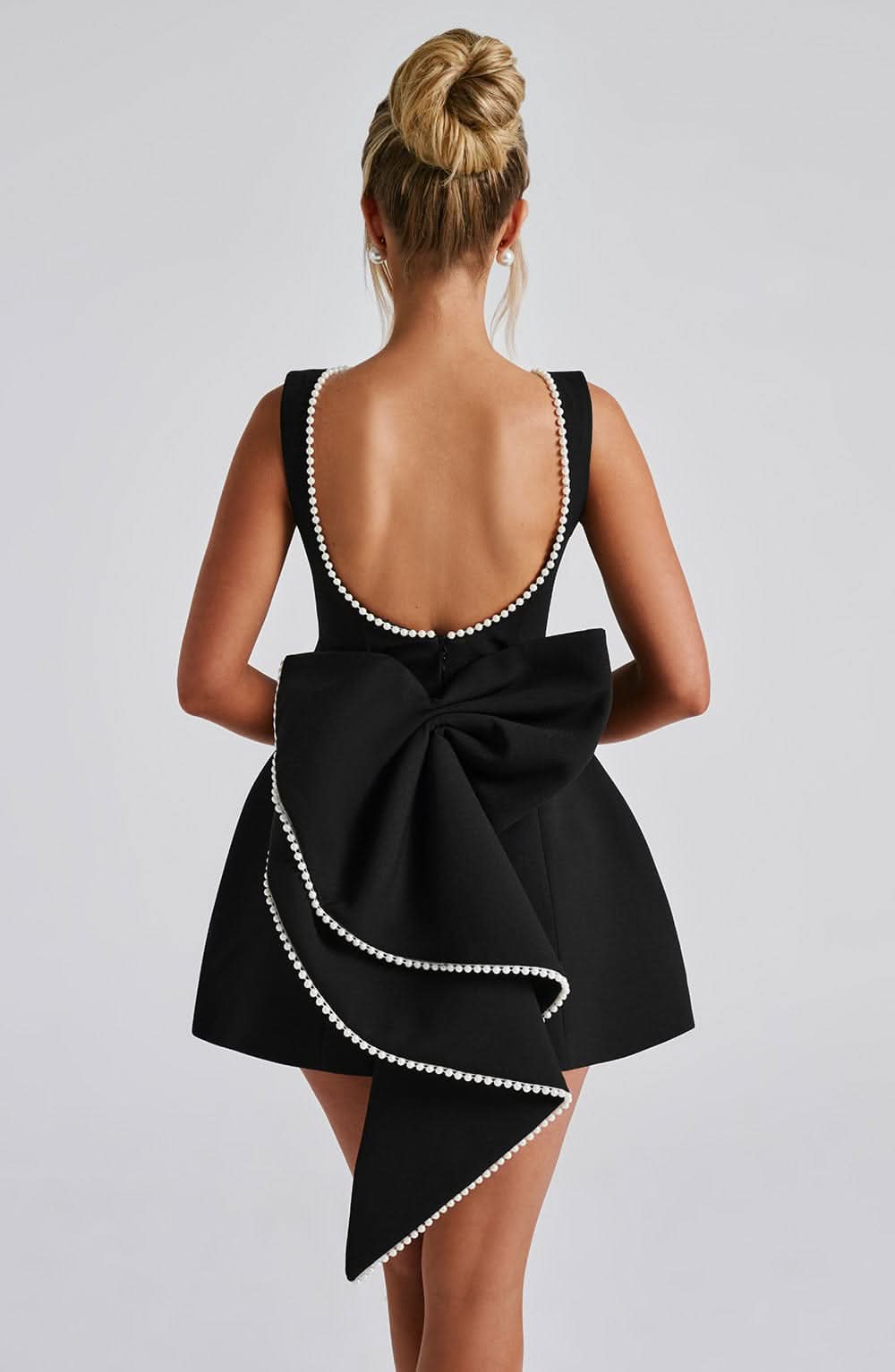 Damen Hochzeitsgast Ärmelloses Mini-Kleid mit Perlenbesatz