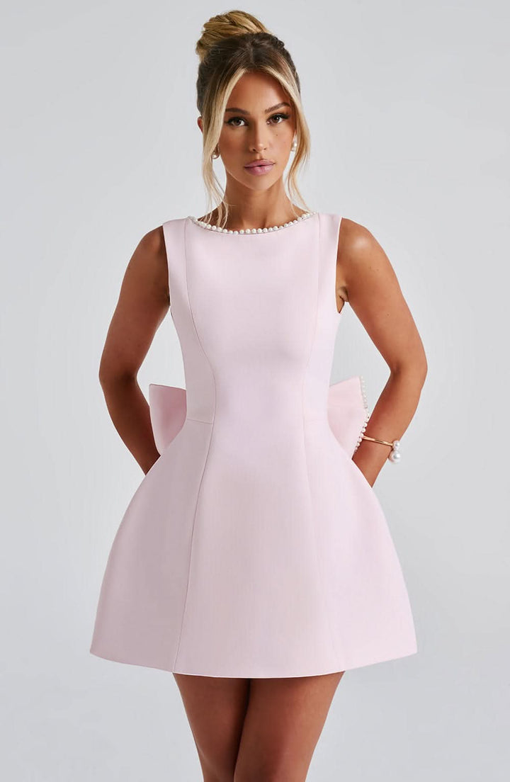 Damen Hochzeitsgast Ärmelloses Mini-Kleid mit Perlenbesatz