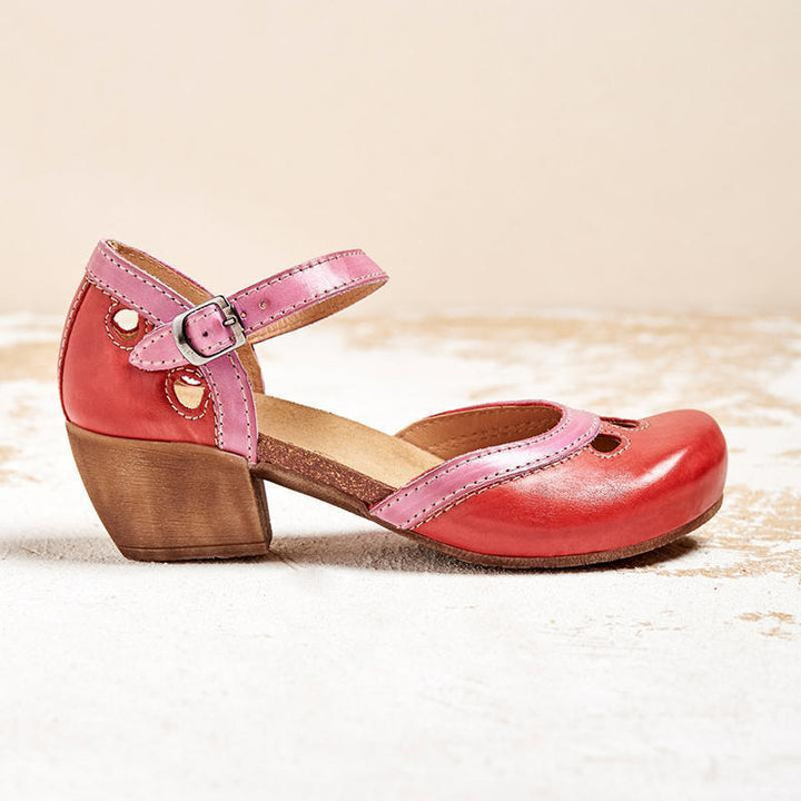 Damen Pumps mit Blockabsatz und Knöchelriemen im Retro Chic