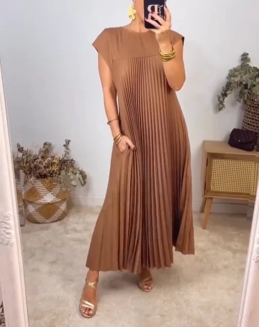 Fern | Damen Fließendes Plissee Maxikleid Cocktail