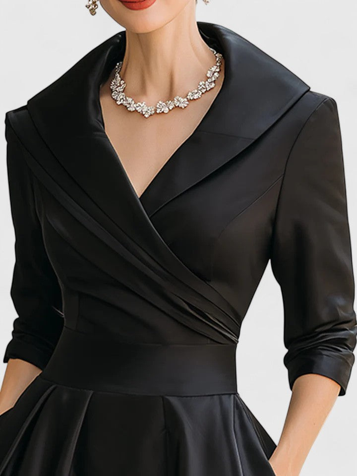 Ewelina - Damen A-Linienkleid mit Wickelkragen und elegantem Design