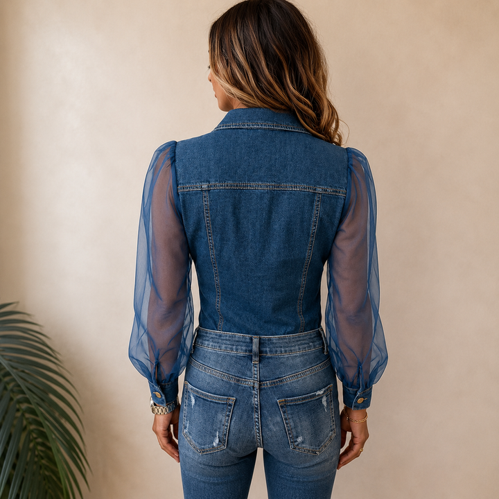 Amelie - Stilvolle Denim-Look Bluse