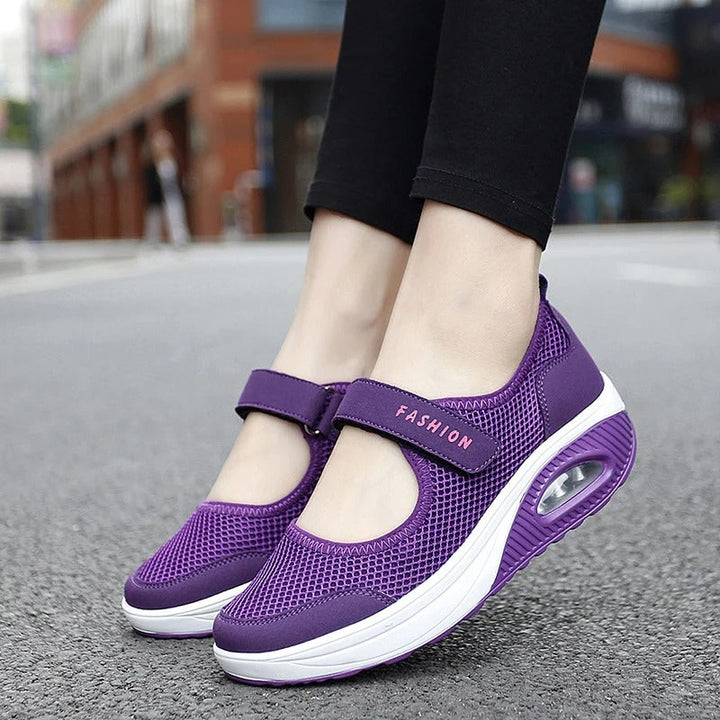 Damen Sneaker mit Plattform und Klettverschluss