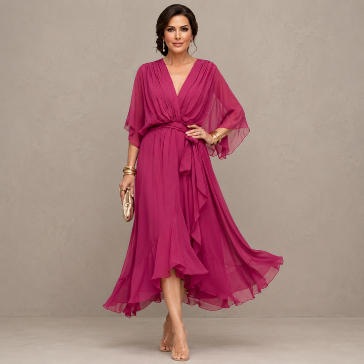 Marta - Elegantes Chiffon Midi Kleid