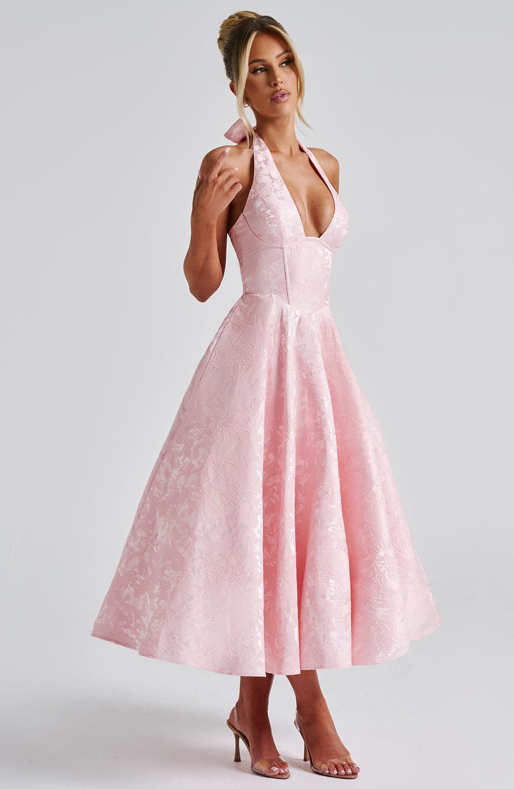 Damen Hochzeitsgast Halter Midi Kleid