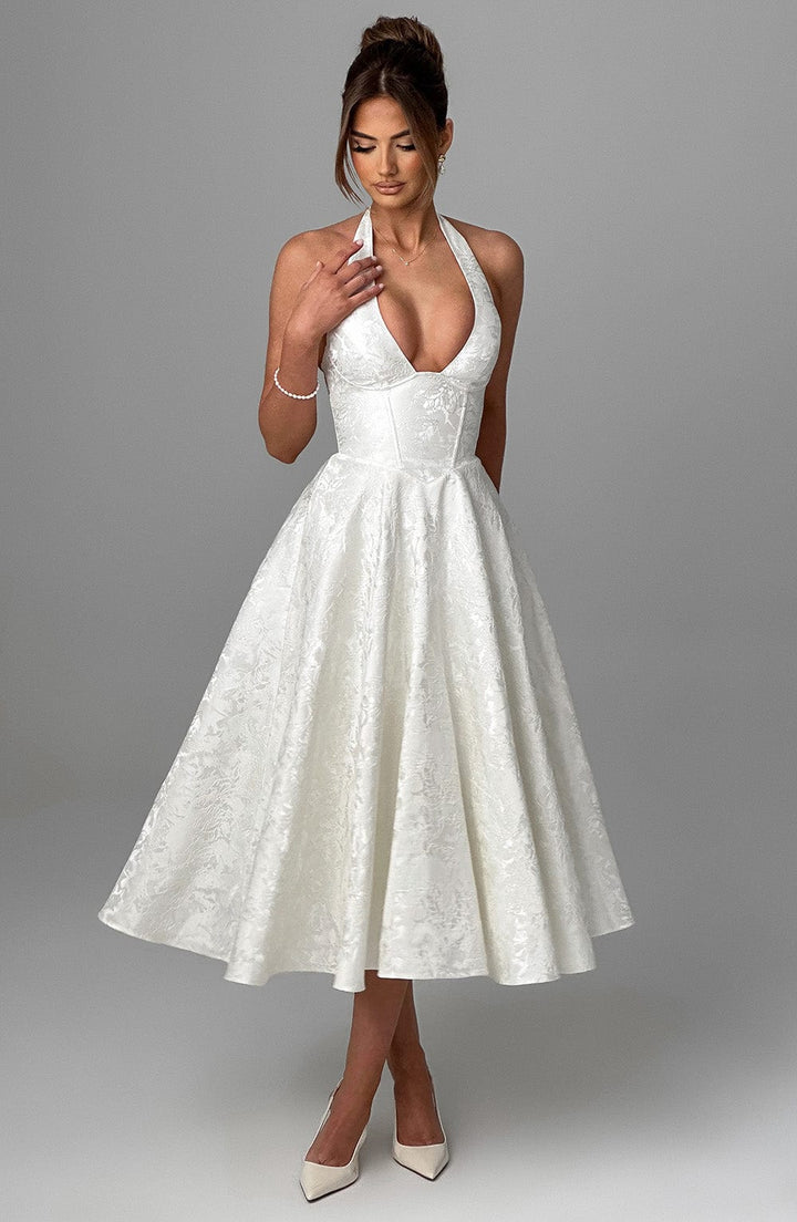 Damen Hochzeitsgast Halter Midi Kleid
