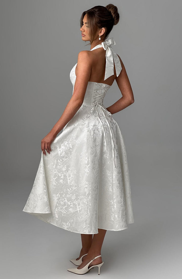 Damen Hochzeitsgast Kleid Halter Midi Kleid